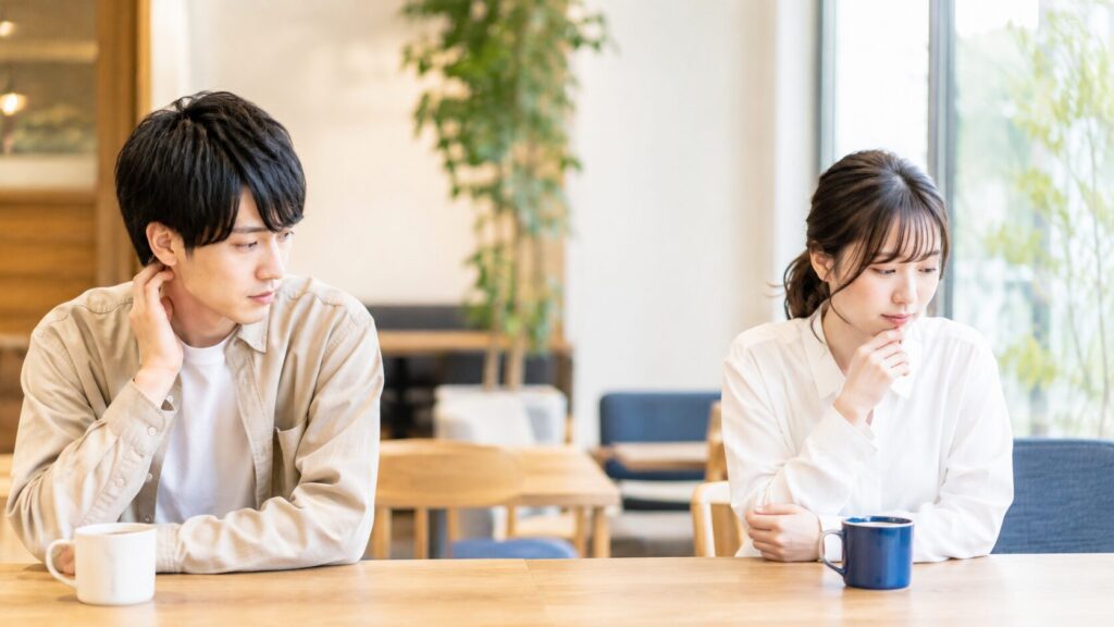 距離感の近い男性に戸惑う人見知りの女性